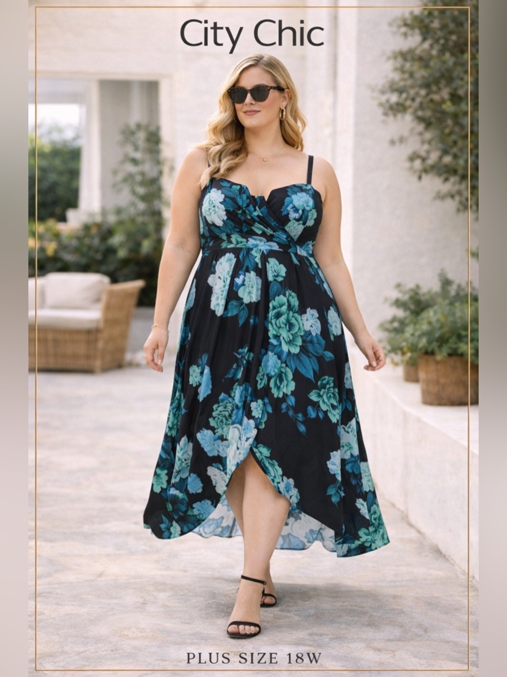 Floral Black and Blue Women's Dress
